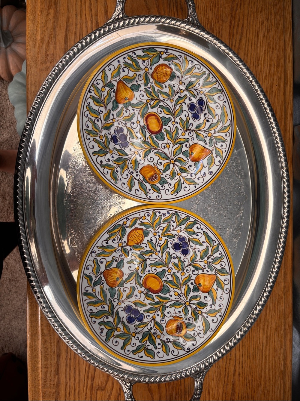 Grazia Deruta Italy Hand Painted Fruit 9” Plates Set of 4 Majolica Pottery